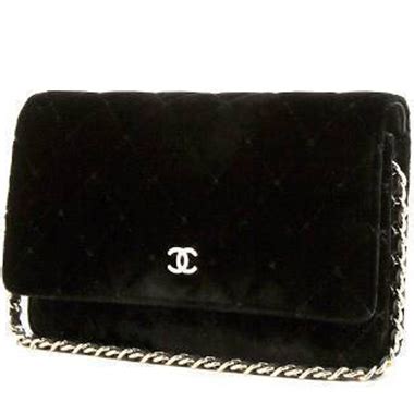 Wallet On Chain Chanel Borse Nero Velluto ref.343569 